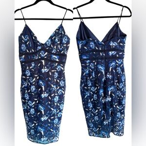 NWT Bardot Sapphire Floral Midi Dress v-neck strappy floral overlay blue M 8